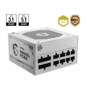 MSI MAG A850GL WHITE PCIE 5.1 ATX 3.1 850 Watt 80 Plus Gold Fully Modular (WHITE)